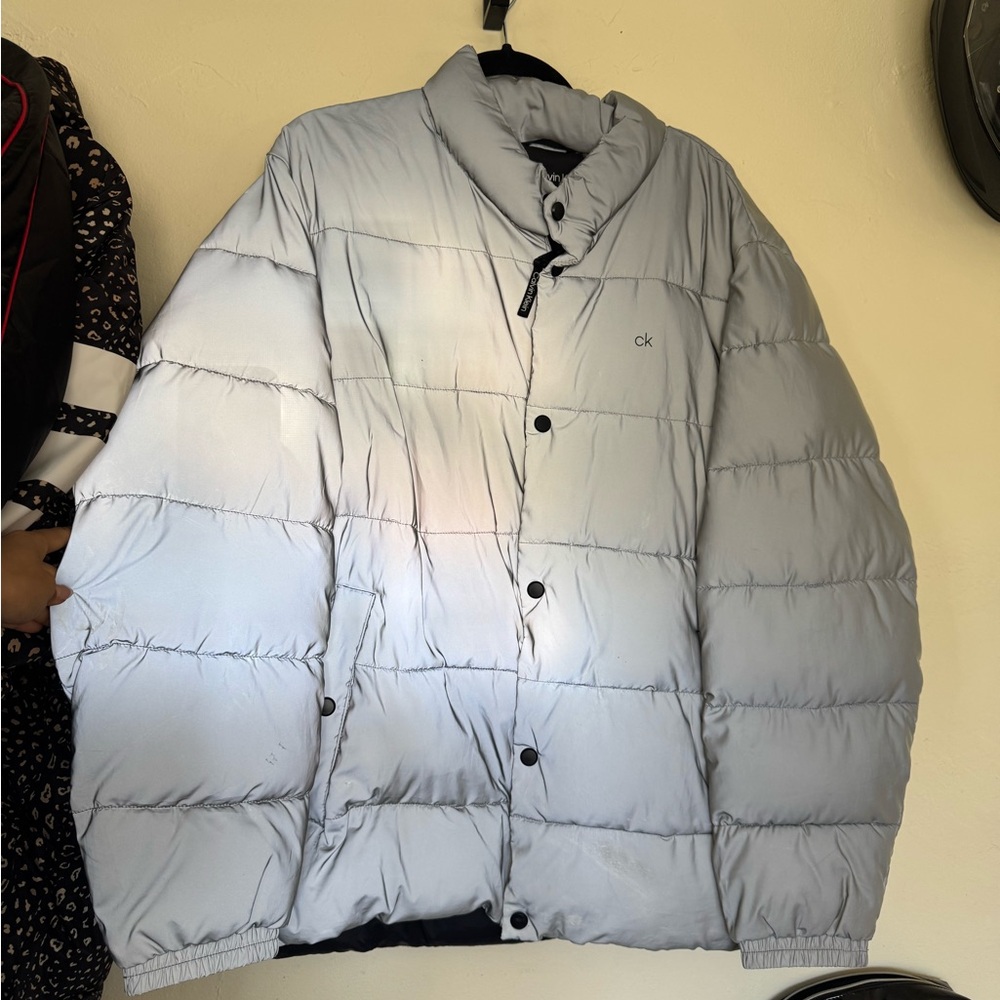 Calvin Klein Silver Puffer Coat